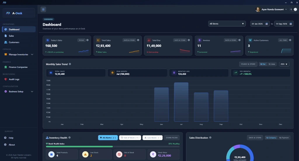 A-Desk Desktop Interface Screenshot